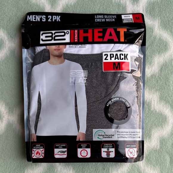 NEW 32 Degrees Men's 2-Pack Long Sleeve Crew Neck - White and Gray - Picture 1 of 4